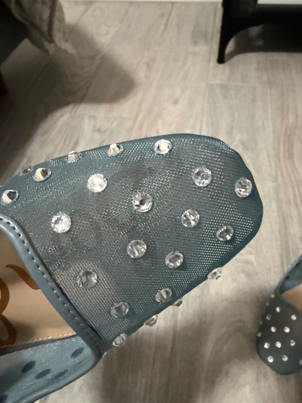 LIKE NEW! Women's Sam Edelman Michaela Shine Blue Rhinestone Flat - 8 - Picture 4 of 13